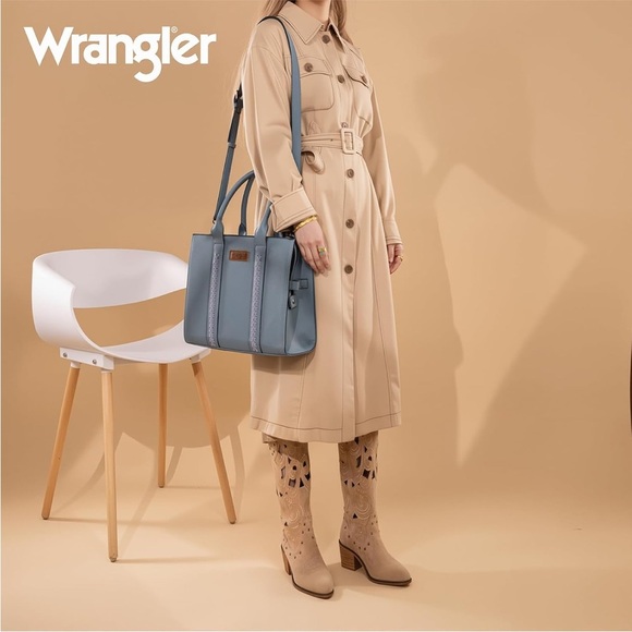 Wrangler Blue Tote Bag with Perforated Details - Picture 3 of 6